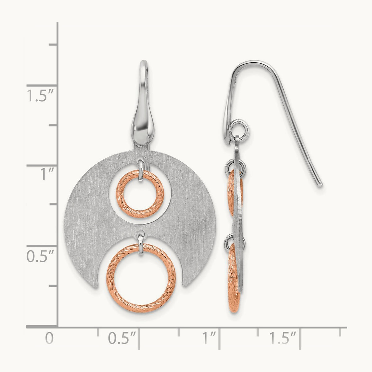 SS Rhodium/Rose gold-plat Polished/Brushed Dangle Earrings — Leslie's