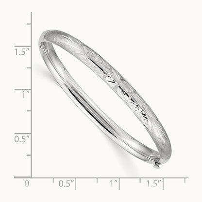 3/16 White Gold Florentine Hinged Baby Bangle, 14K