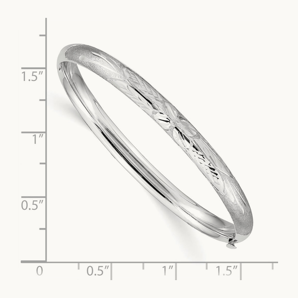 3/16 White Gold Florentine Hinged Baby Bangle, 14K