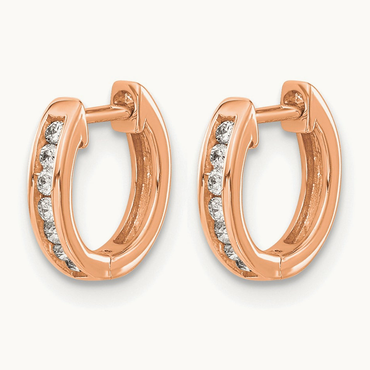 Hinged Hoop Earrings, 0.10 ct tw Lab-Grown Diamond — 14K Rose Gold