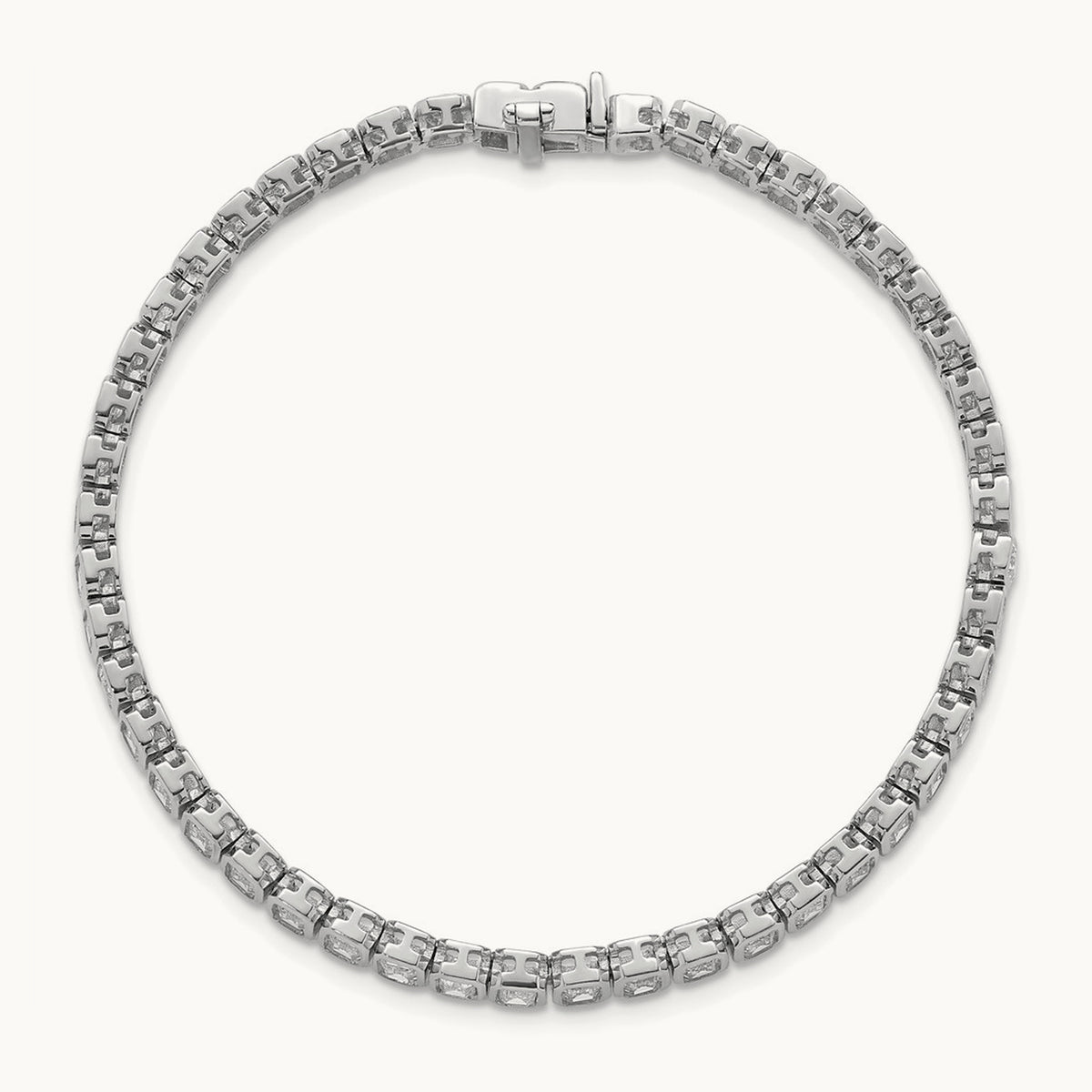 Emerald Bezel Tennis Bracelet, 6.50 ct tw Lab-Grown Diamond — 14K White Gold