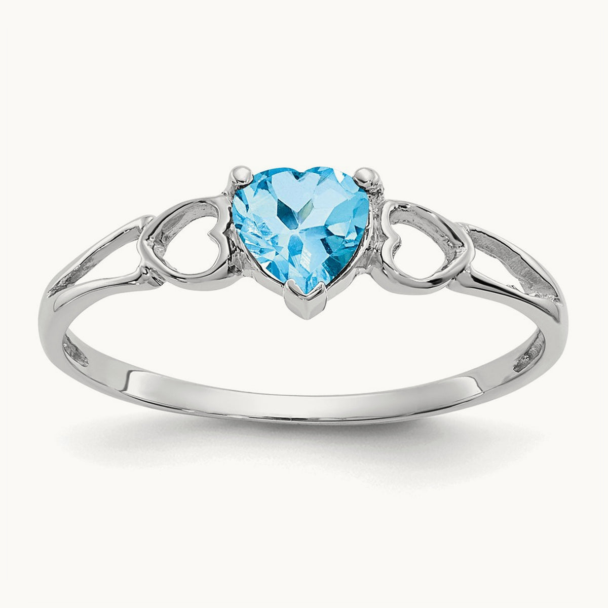 Blue Topaz Birthstone Ring, 14K White Gold