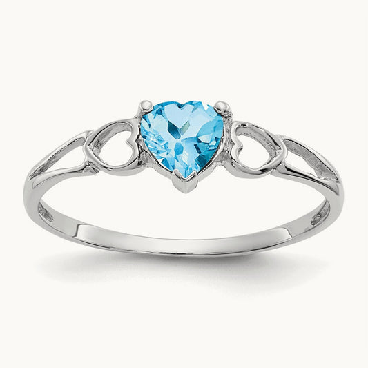 Blue Topaz Birthstone Ring, 14K White Gold