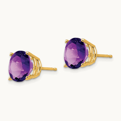 Amethyst Earrings, 10mm, 14K