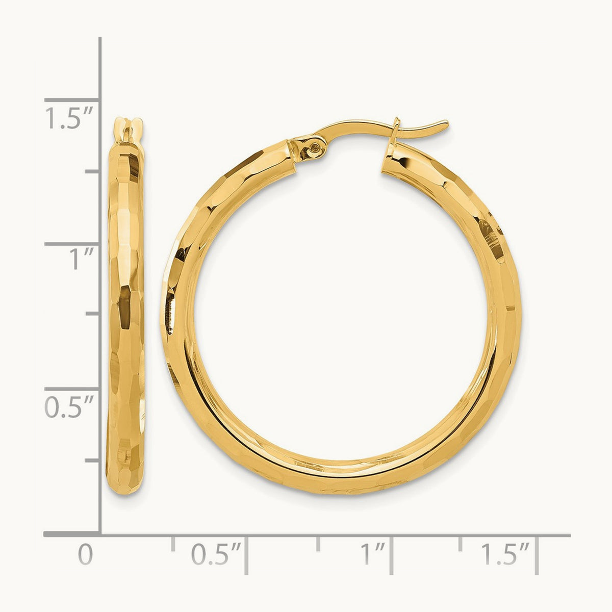 Polished and Diamond-cut Hoop Earrings — 33.5mm