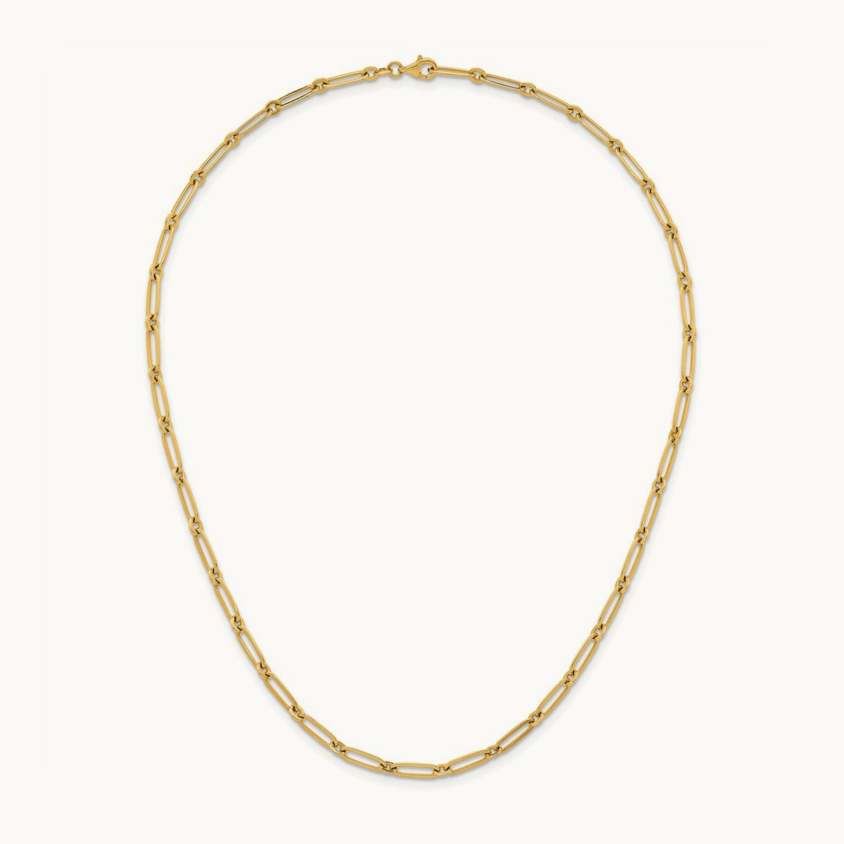 Polished Paperclip Link Necklace, 3.75mm, 14K