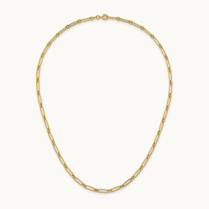 Polished Paperclip Link Necklace, 3.75mm, 14K