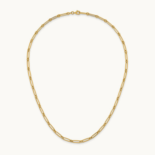 Polished Paperclip Link Necklace, 3.75mm, 14K