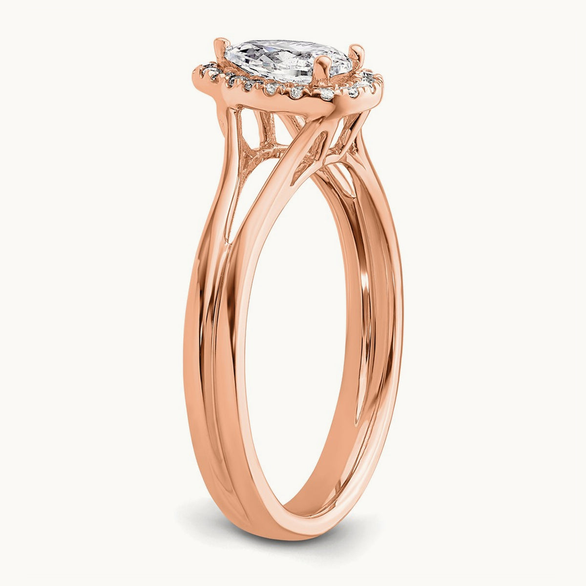 Pear Halo Semi-Mount Split Shank Engagement Ring, 0.07-0.20 ct tw — 1/10 ct, 14K Rose Gold