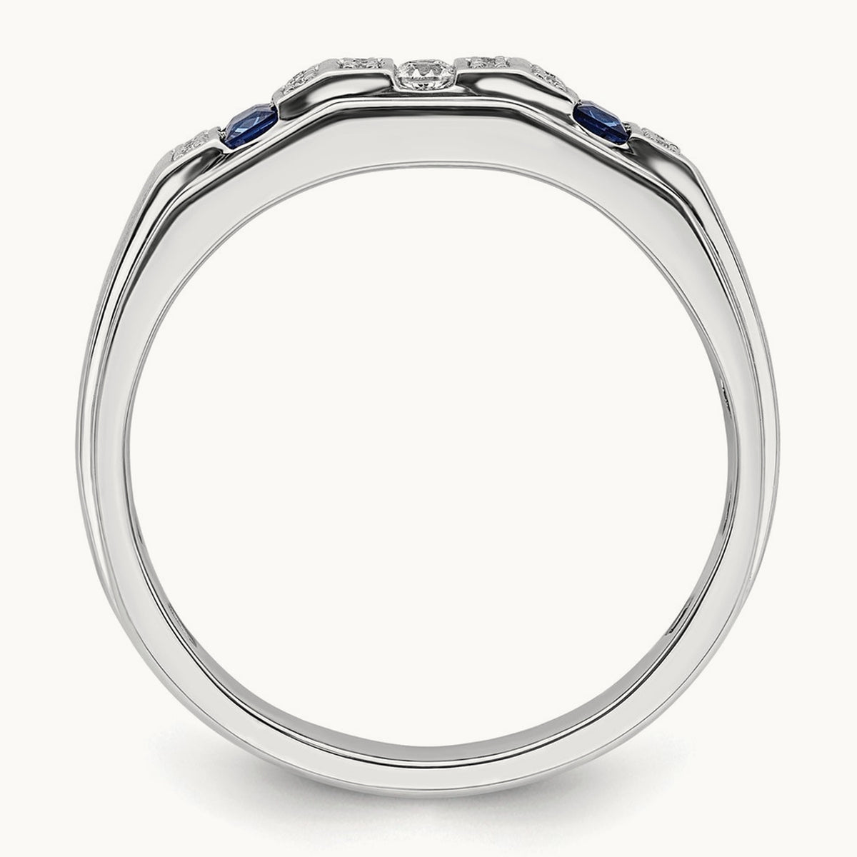Created Sapphire Men's Ring, 0.20 ct tw Lab-Grown Diamond