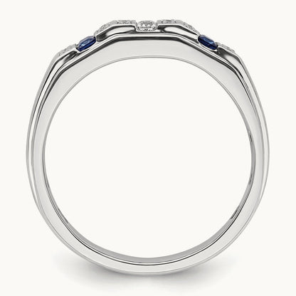 Created Sapphire Men's Ring, 0.20 ct tw Lab-Grown Diamond
