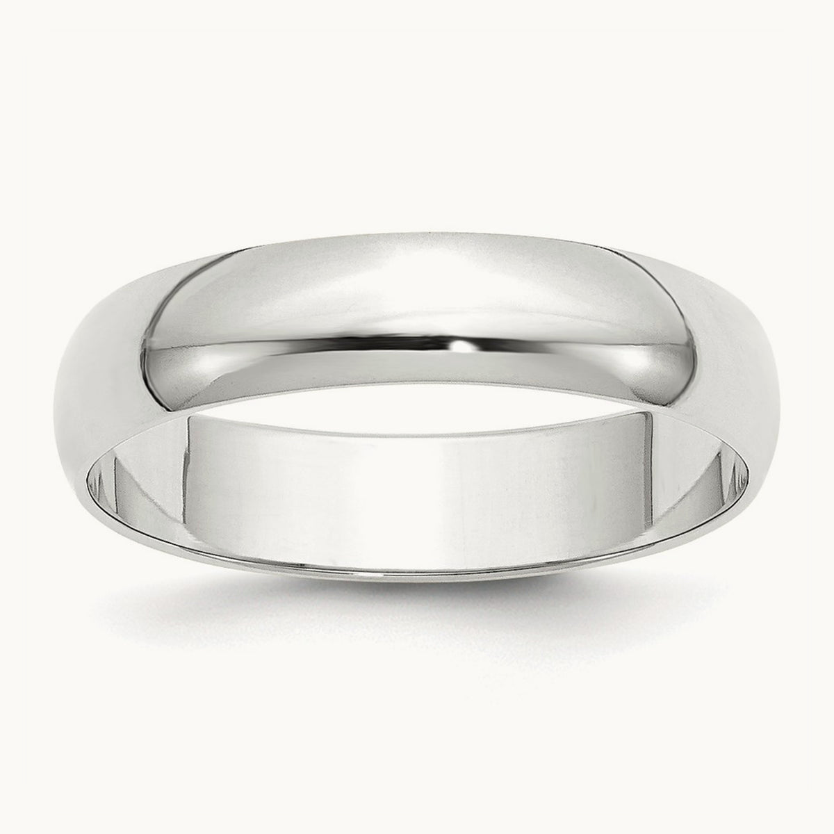 Lightweight Half Round Band, 5mm, 10K White Gold