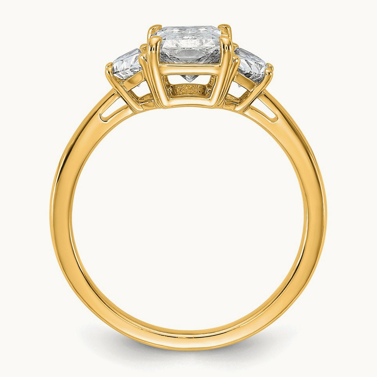 Radiant & 1/2 Moon Engagement Ring, 1.25-4.00 ct tw Lab-Grown Diamond — 2 ct, 14K Yellow Gold