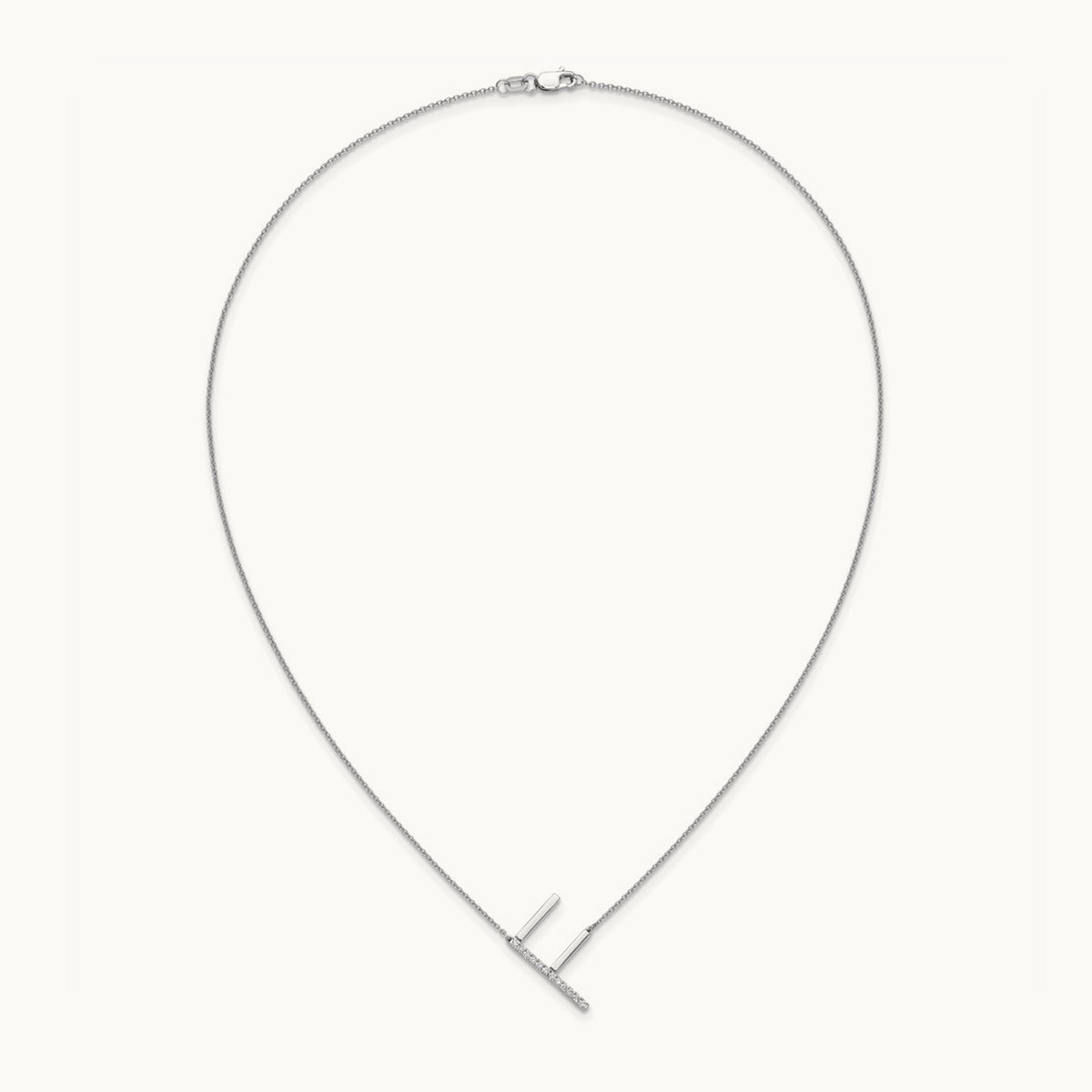 Sideways Diamond Necklace — 14K White Gold, F