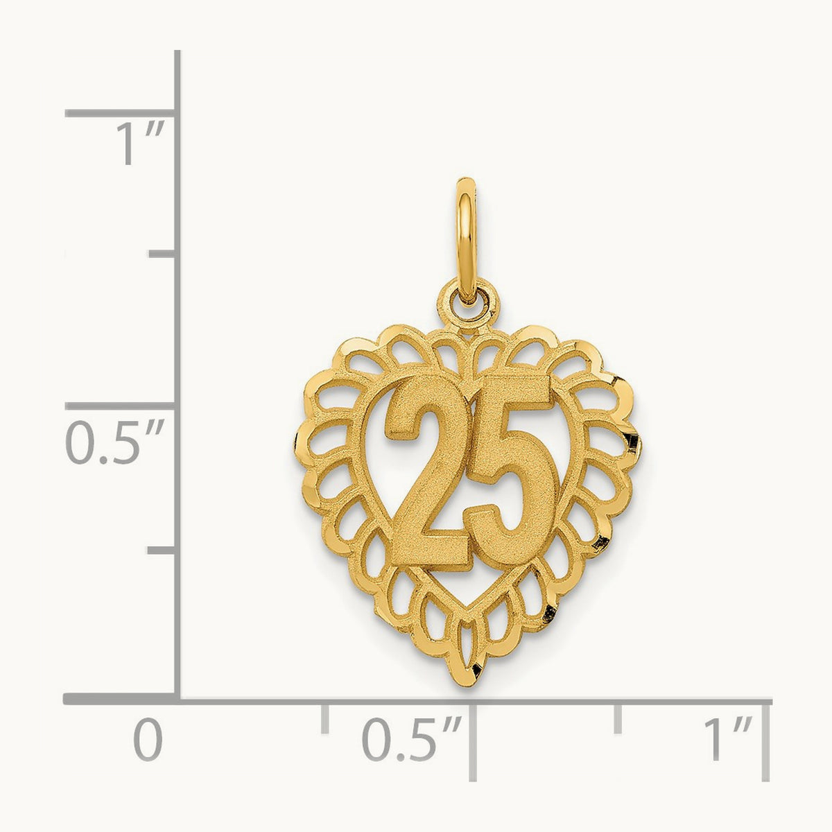 25 in a Heart Charm, 14K
