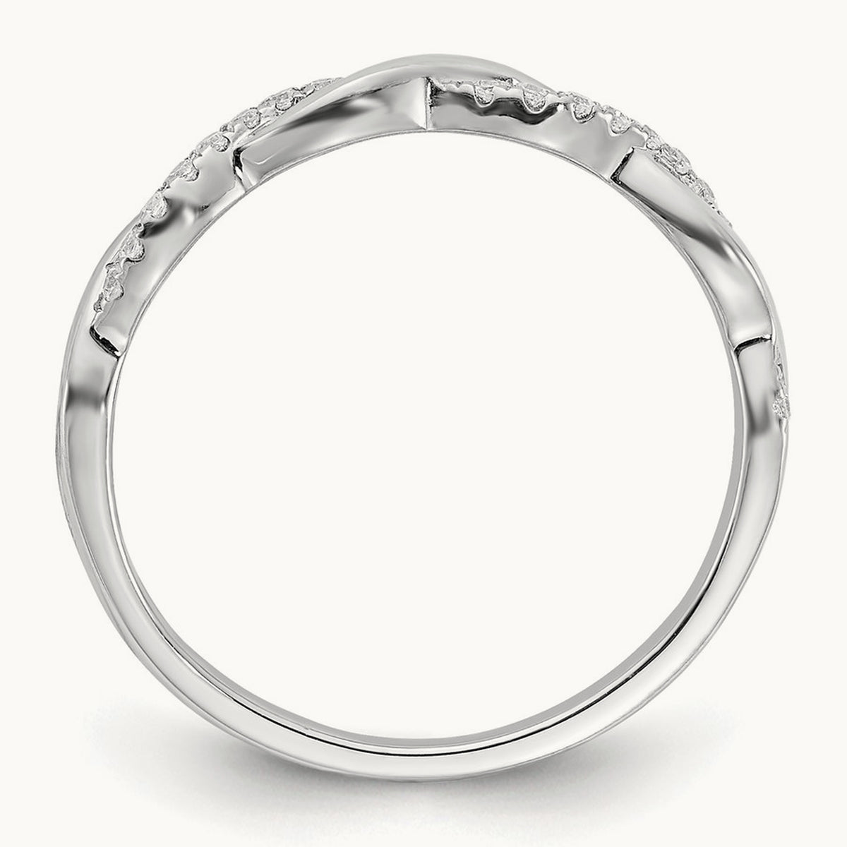 Diamond Criss-Cross Wedding Band — 14K White Gold, 7