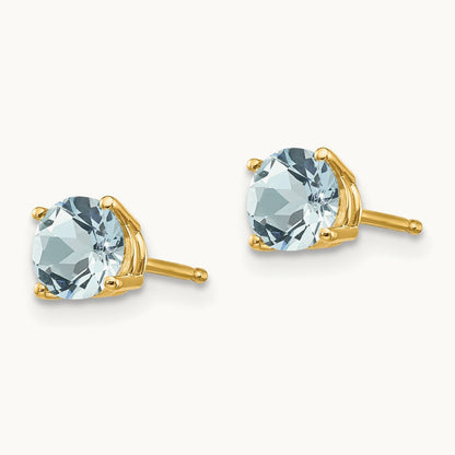 Aquamarine Post Earrings, 14K