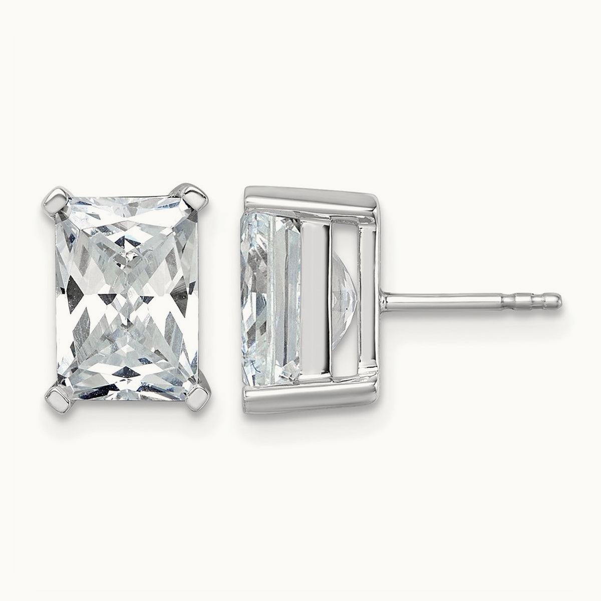 Radiant Four-Prong Stud Earrings, 0.50-6.00 ct tw Lab-Grown Diamond — 6 ct, 14K White Gold