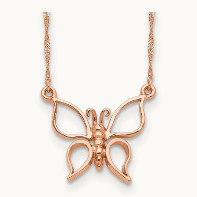 Polished Butterfly Necklace — 14K Rose Gold