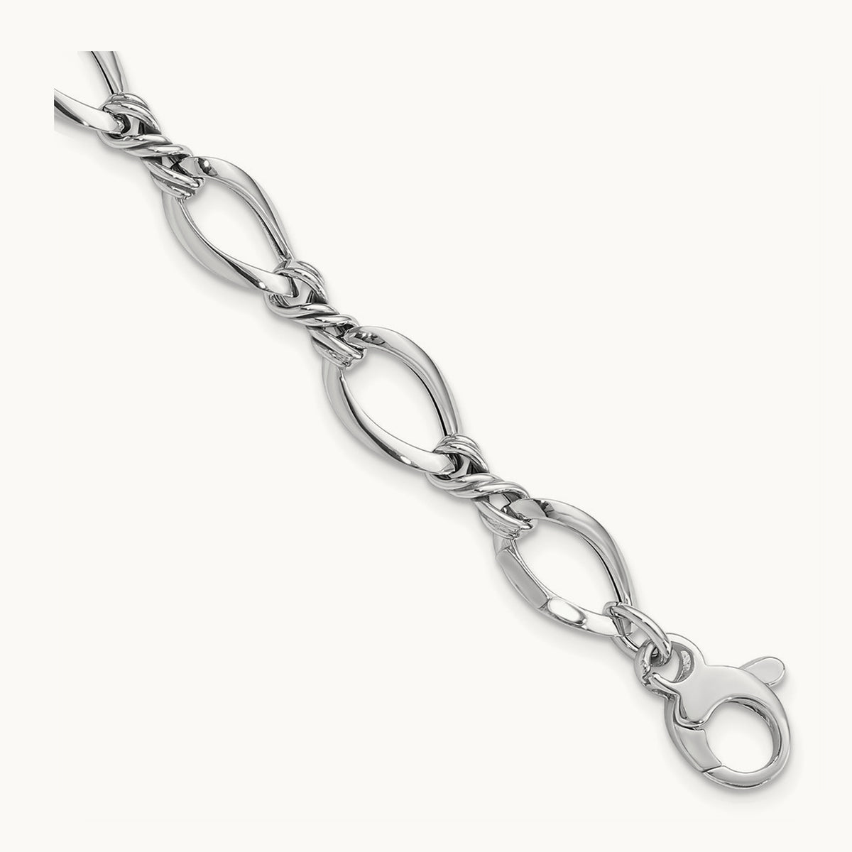 Fancy Link 7.5in Bracelet — 14K White Gold