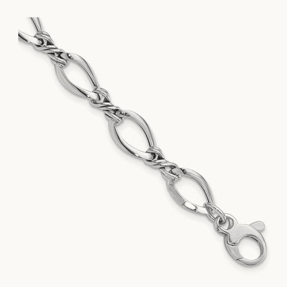 Fancy Link 7.5in Bracelet — 14K White Gold