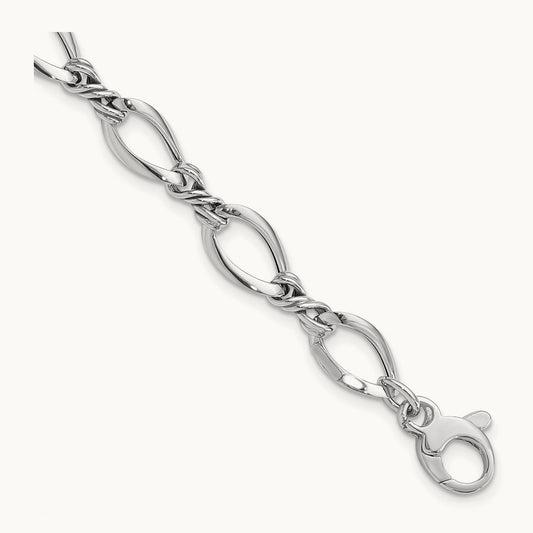 Fancy Link 7.5in Bracelet — 14K White Gold