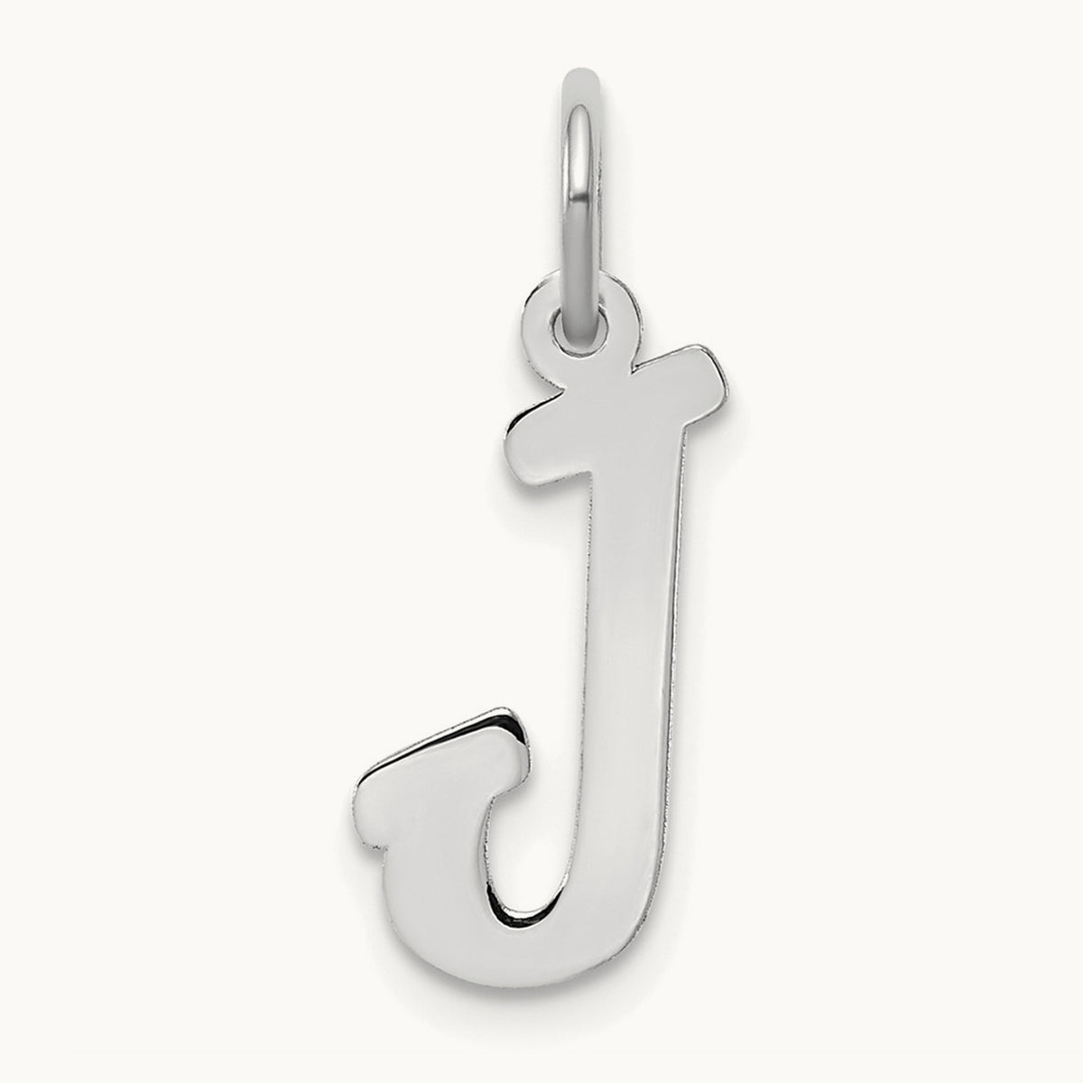 Medium Script Initial Charm — 14K White Gold, J