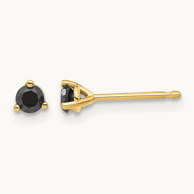 Black Diamond Stud Earrings — 4mm, 0.28 ct