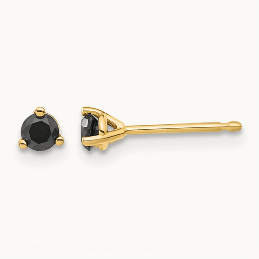 Black Diamond Stud Earrings — 4mm, 0.28 ct