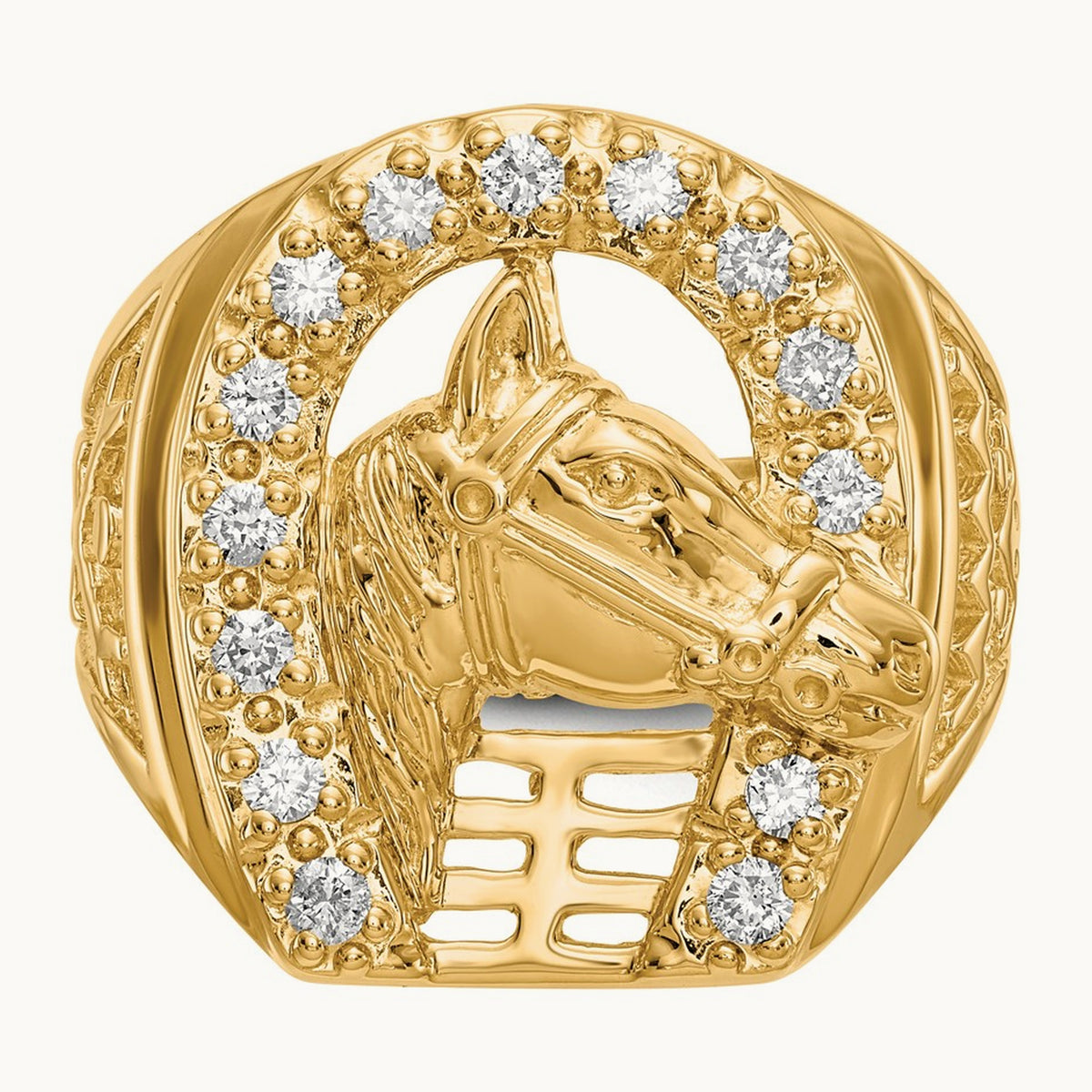 Horseshoe with Horse Men's Ring, 0.50 ct tw Lab-Grown Diamond