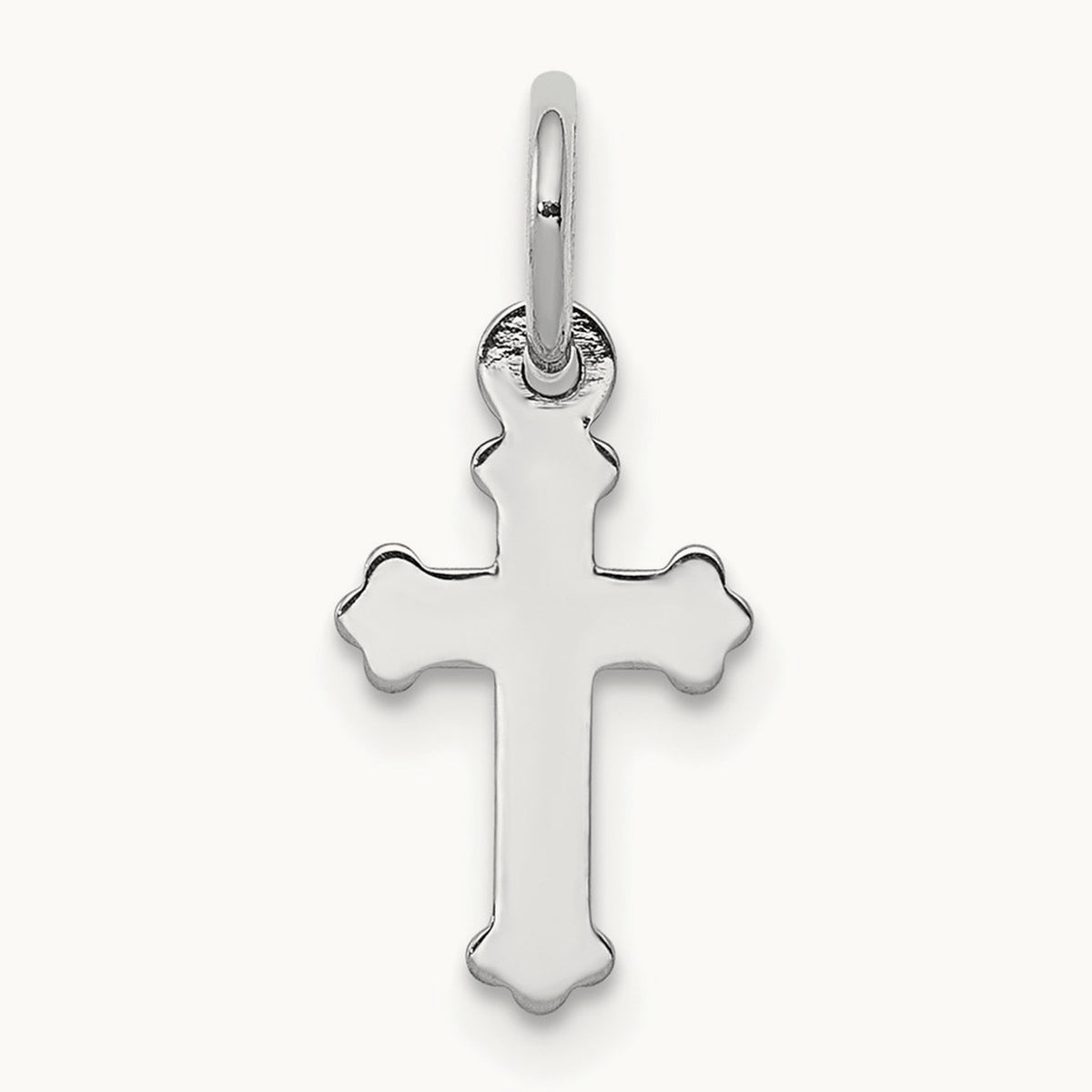 Mini Polished Cross Charm — 14K White Gold