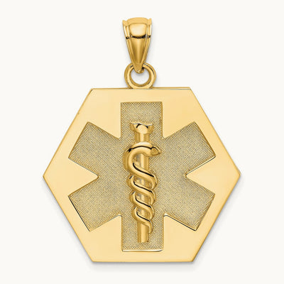 Textured Back Caduceus Medical Disc, 14K