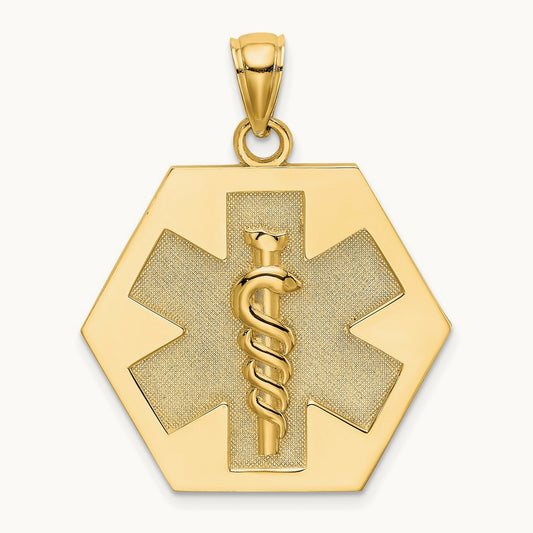 Textured Back Caduceus Medical Disc, 14K