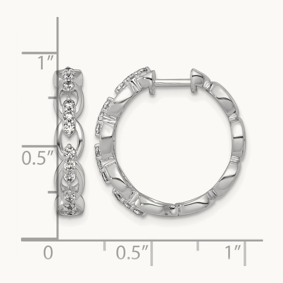 Fashion Hoop Earrings, 0.25 ct tw Lab-Grown Diamond — 14K White Gold