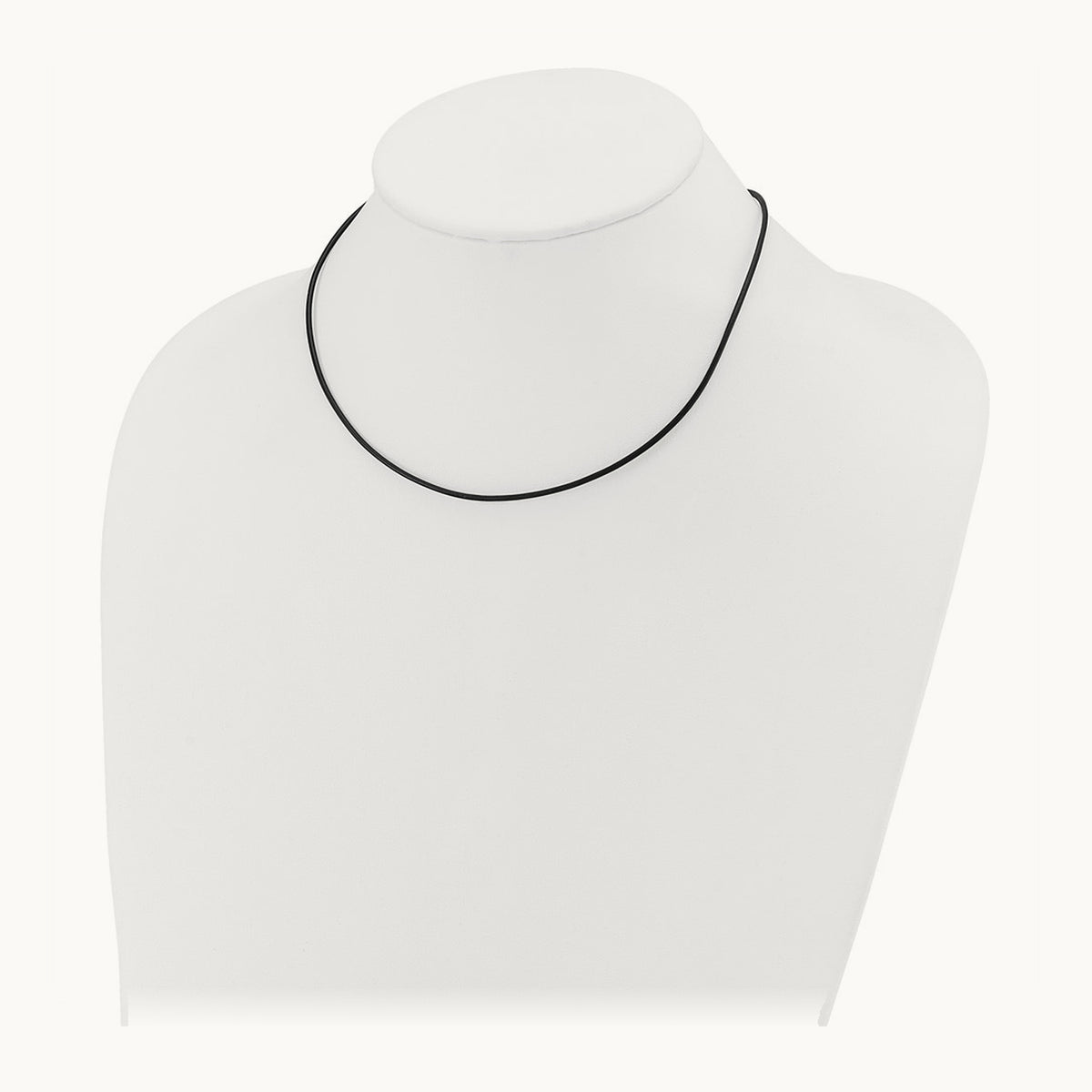 16in Black Leather Cord Necklace — 14K Yellow Gold, 1.5mm
