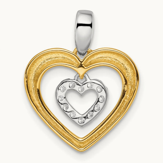 Dangle Double Heart Pendant, 0.15 ct tw Lab-Grown Diamond