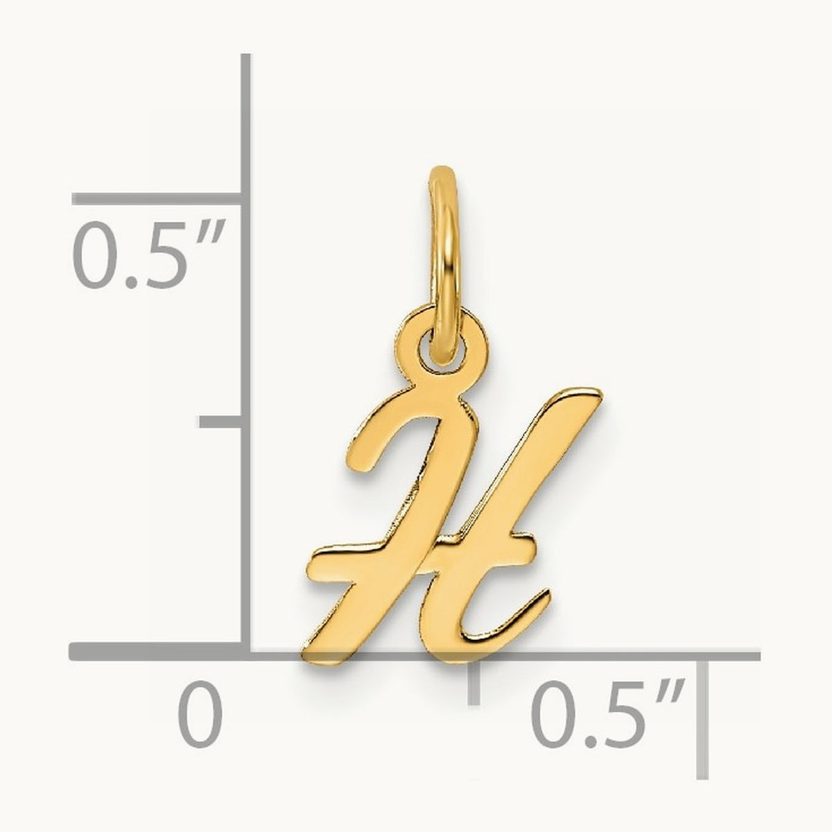Small Script Letter H Initial Charm, 14K