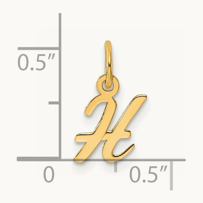 Small Script Letter H Initial Charm, 14K