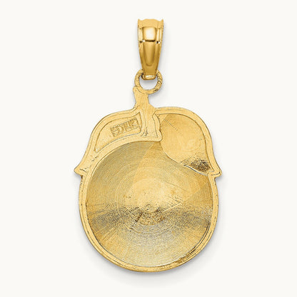 Enamel Orange W/Stem and Leaf Charm, 14K