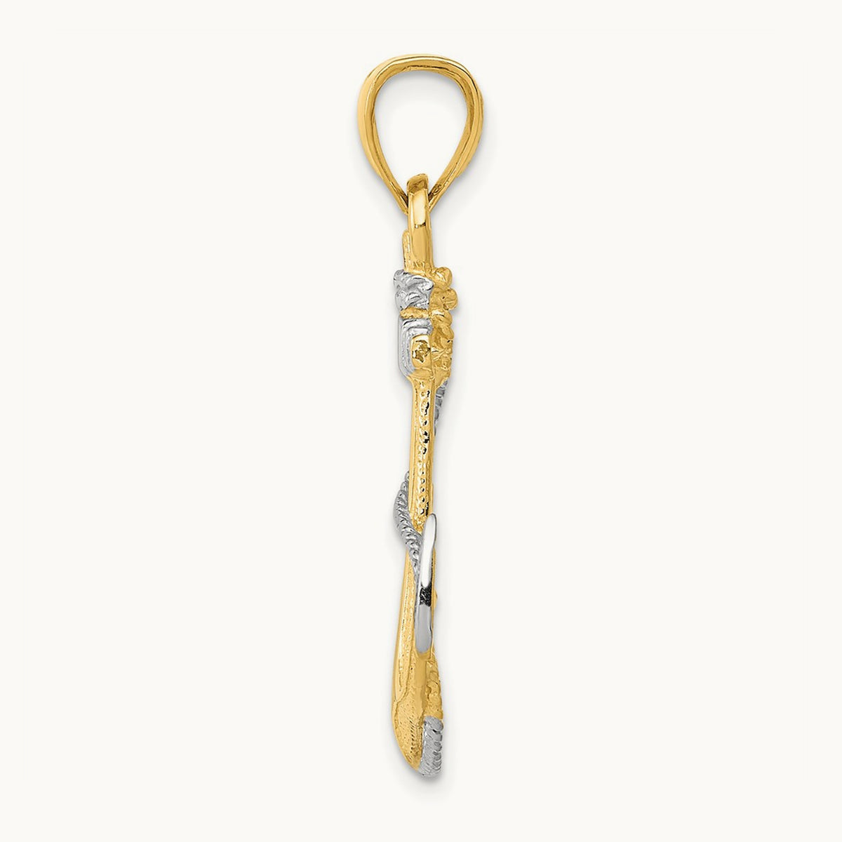 Anchor with Rope Pendant — 14K Two-Tone Gold, 33mm