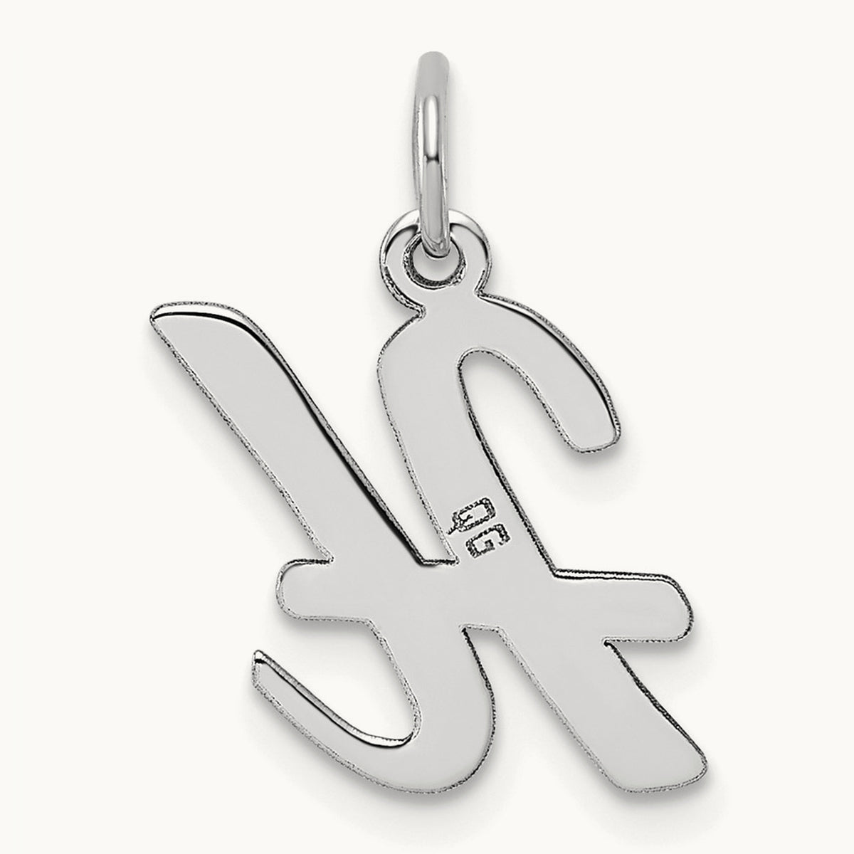 Medium Script Initial Charm — 14K White Gold, H