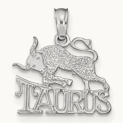 TAURUS Zodiac Charm — 14K White Gold