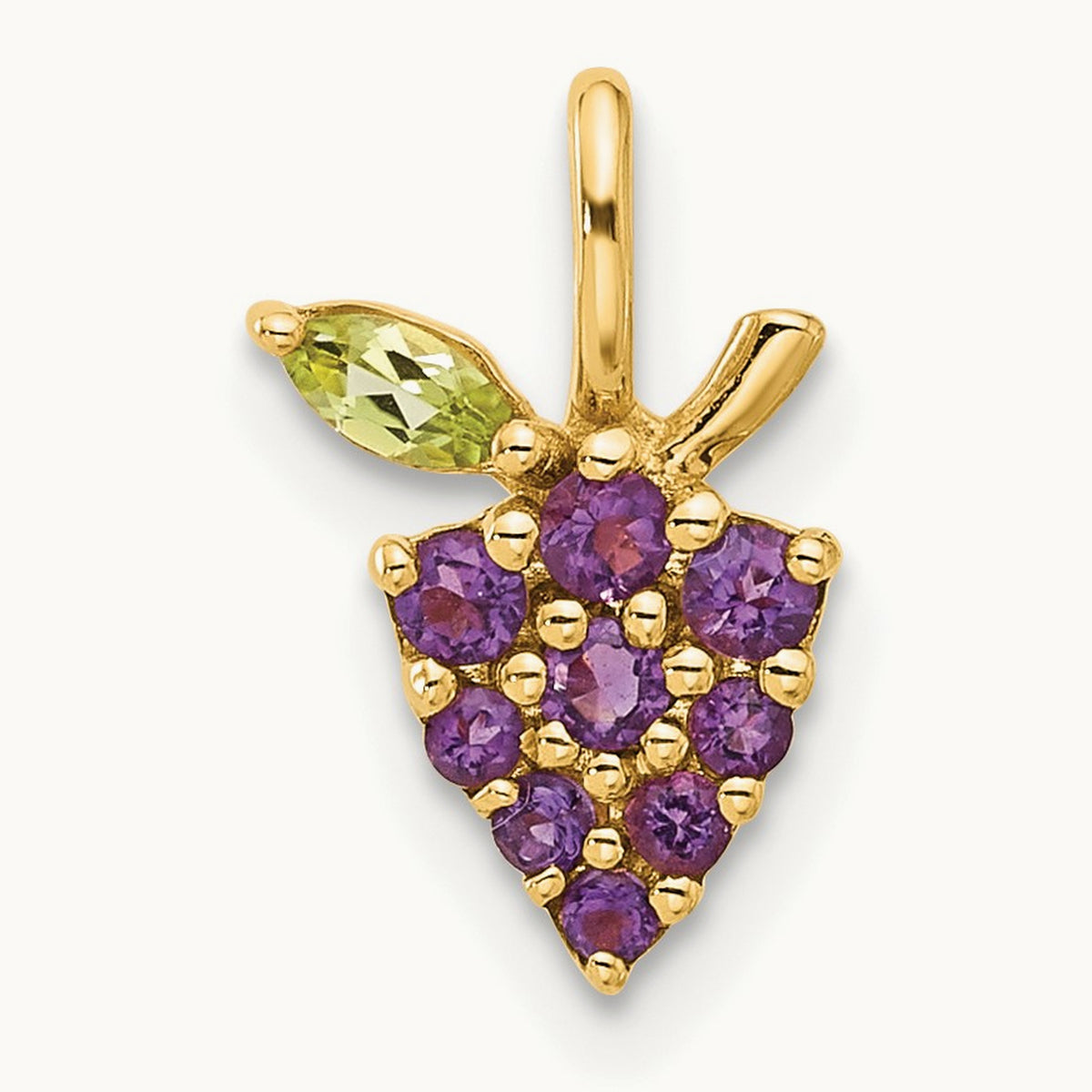 Amethyst and Peridot Grapes Chain Slide, 14K Gold