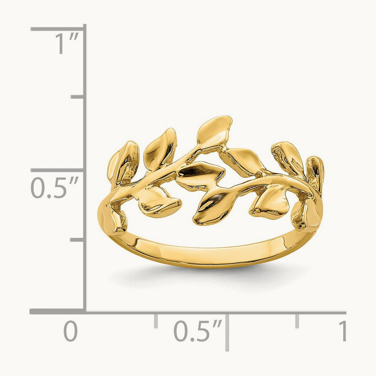 Polished Leaf Ring — 14K Yellow Gold, 7