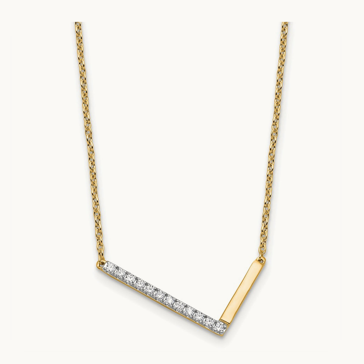 Sideways Diamond Necklace — 14K Yellow Gold, L