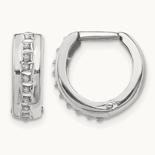 WG Dia. Fascination Dia. Dust/Accent Hinged Hoop Earrings, 14K
