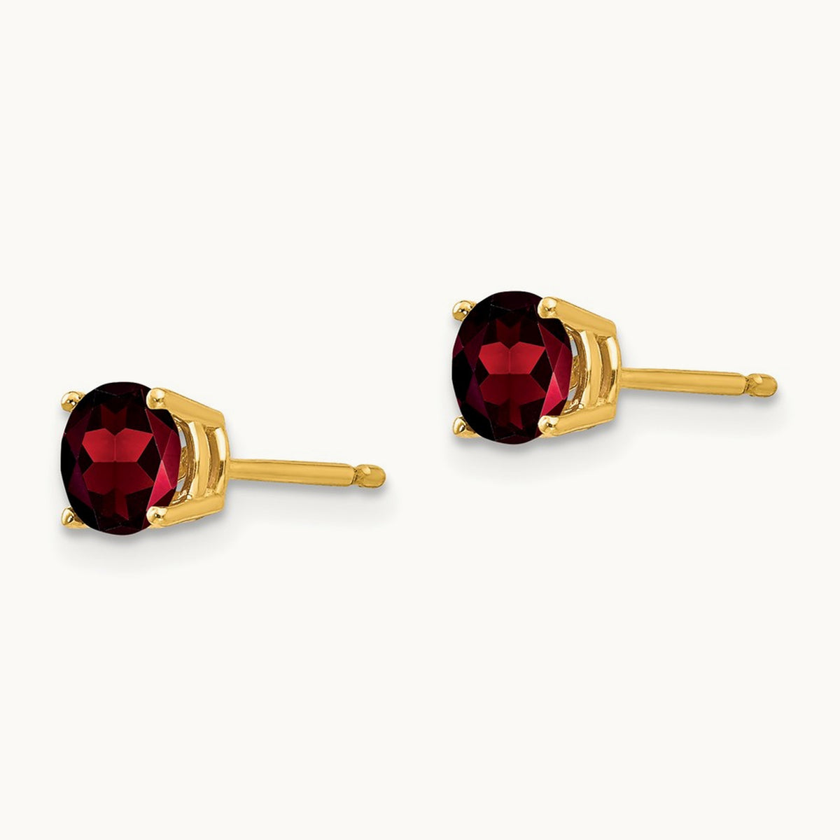Garnet Post Earrings, 5mm, 14K