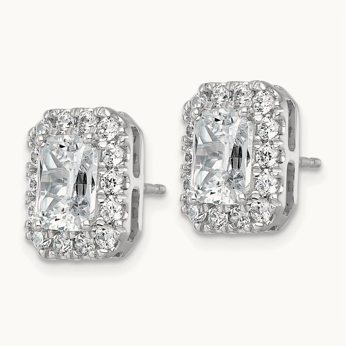 Radiant Halo Post Earrings, 0.50-8.50 ct tw Lab-Grown Diamond — 3 7/8 ct, 14K White Gold