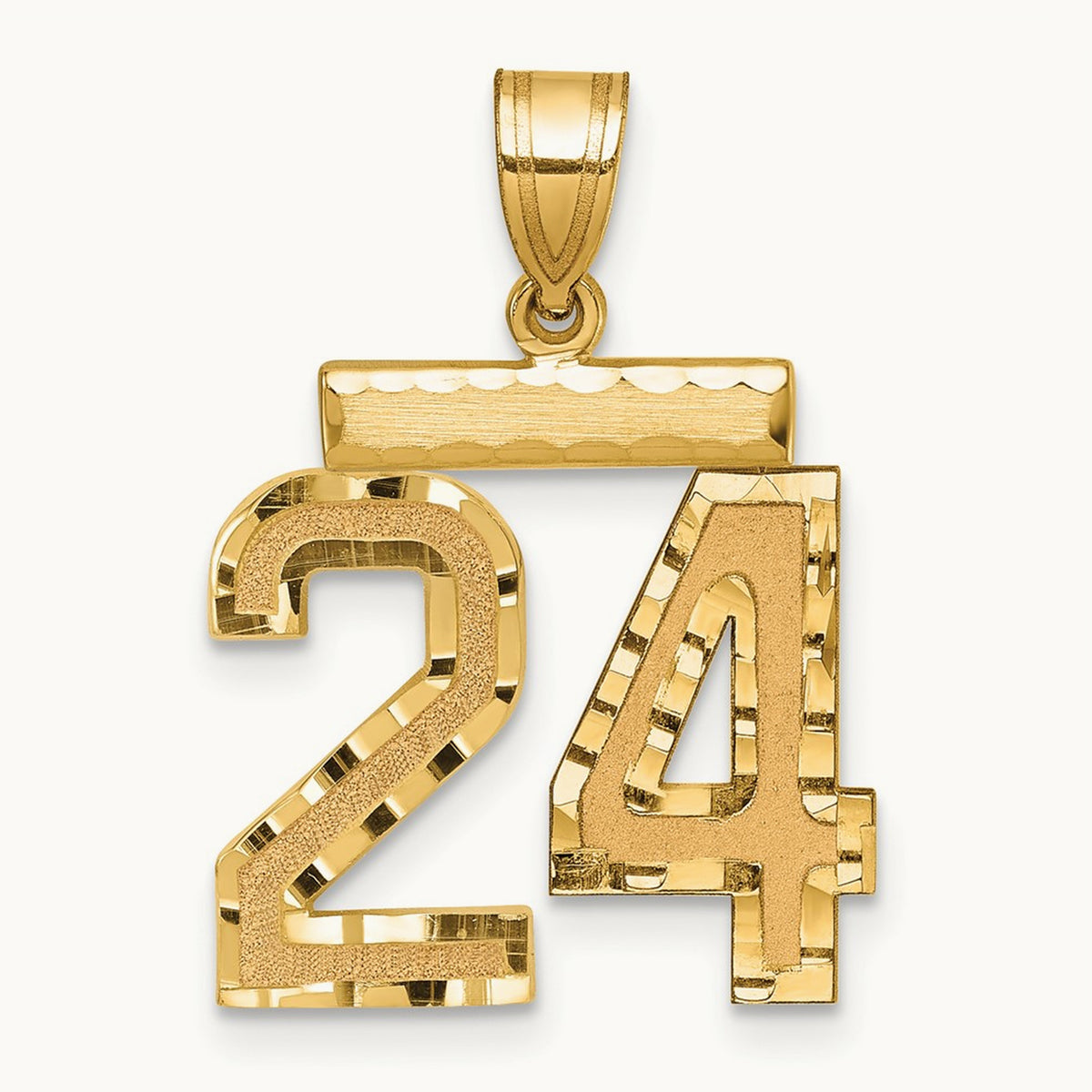 Medium Diamond-cut Number 24 Charm, 14K
