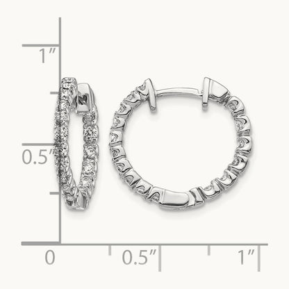 AA Diamond Hinged Hoop Earrings, 14K White Gold